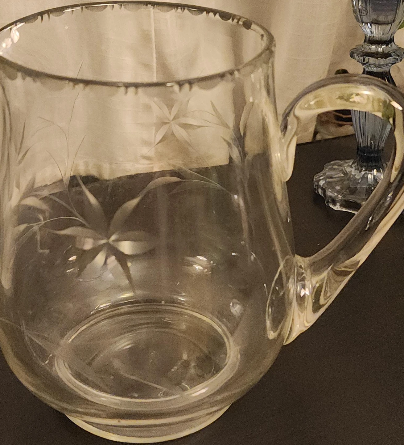 Clear Glass Pitcher with Etched Design