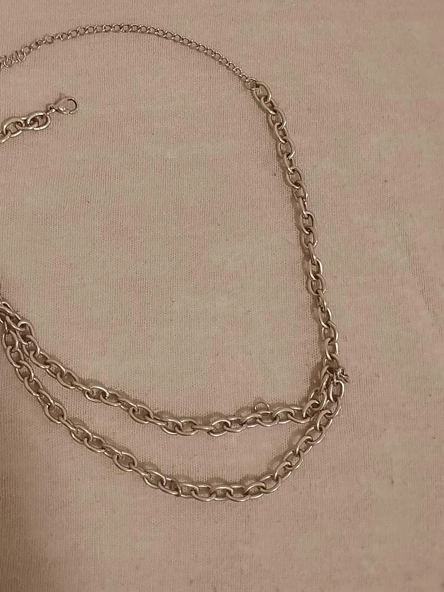 Silver Tone Layered Chain Necklace