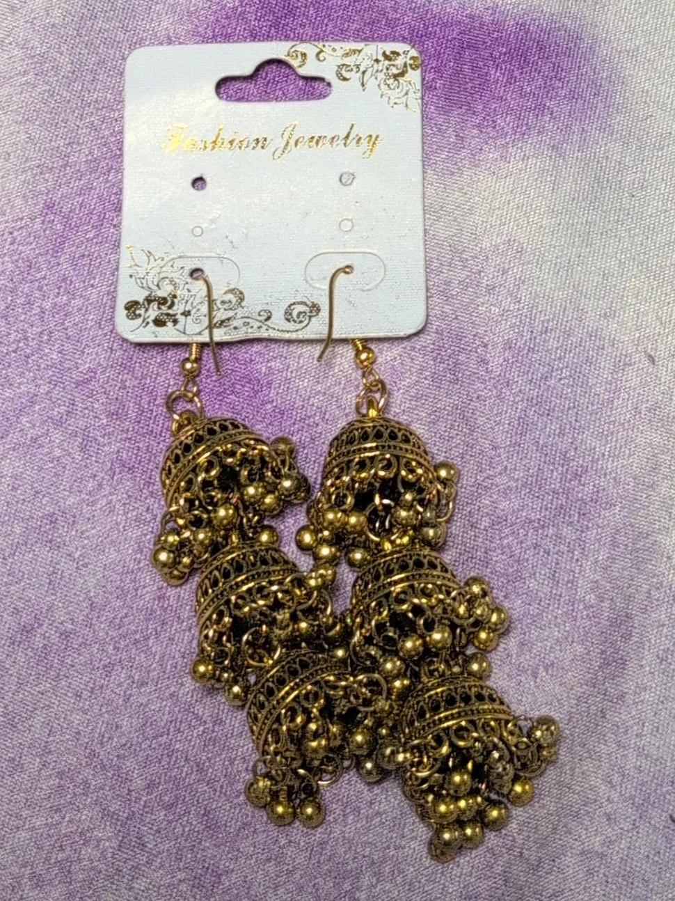 Gold-tone tiered jhumka earrings