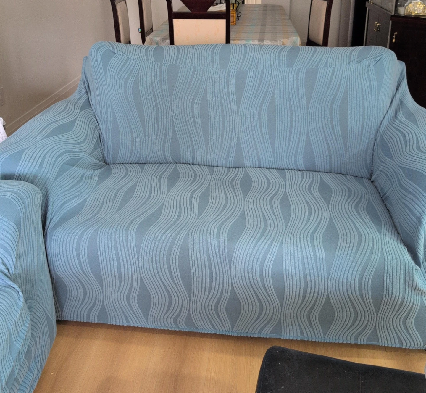 Blue Striped Loveseat Slipcover $20  each