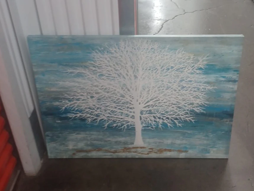 Canvas Wall Art White Tree Blue Background