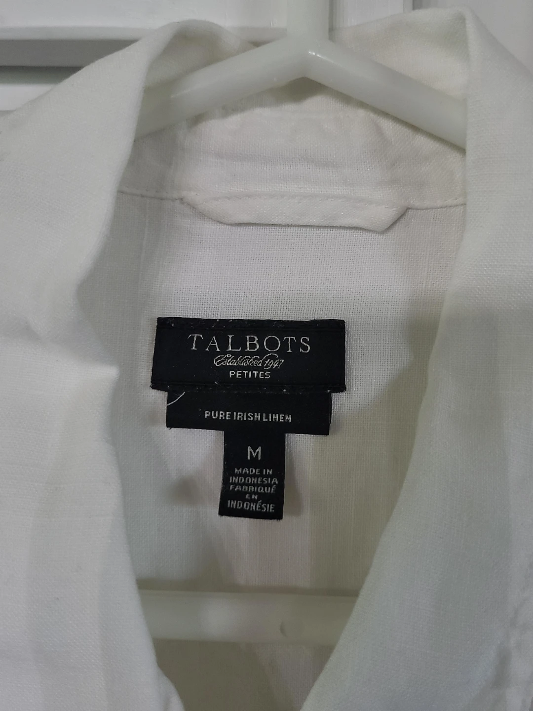Talbots Petites Pure Irish Linen Shirt - White, Size M