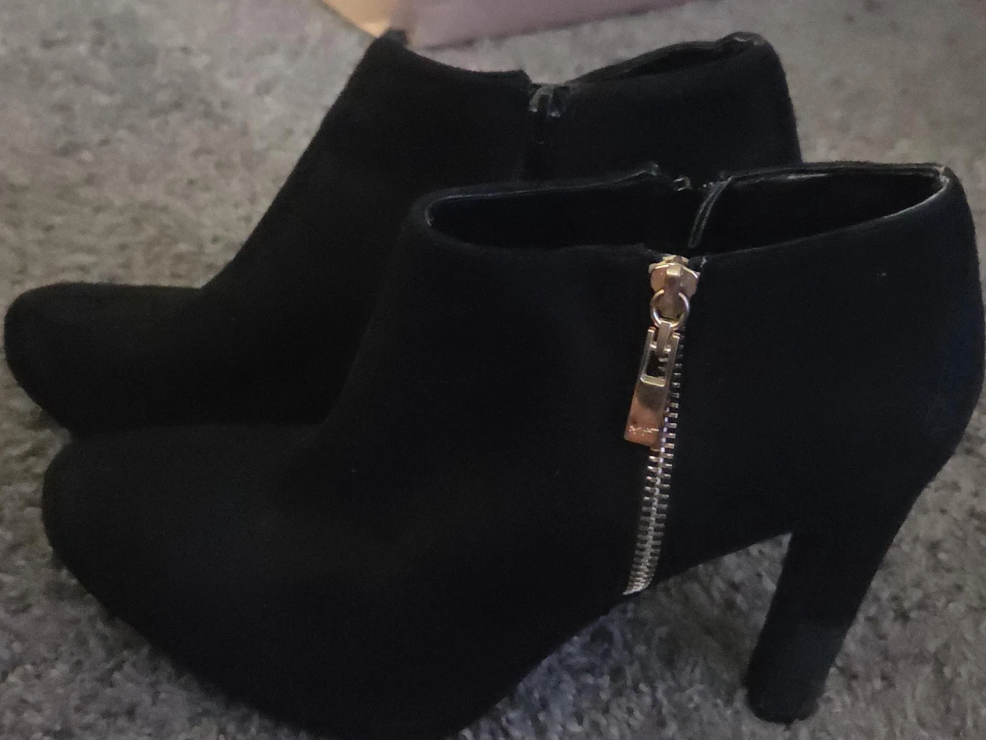 Black Ankle Boots with Zipper Accent
