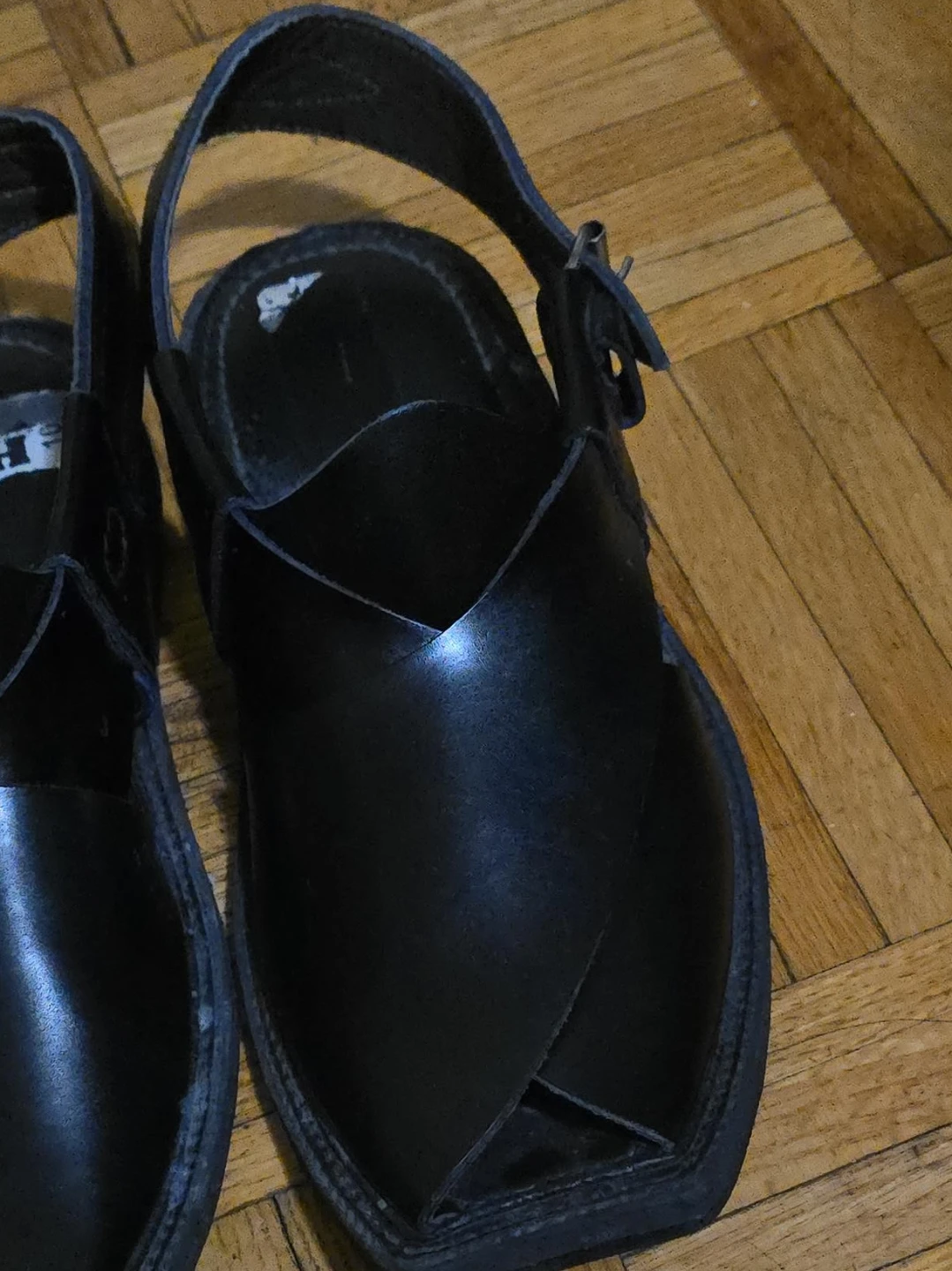 Black Leather Peshawari Sandals
