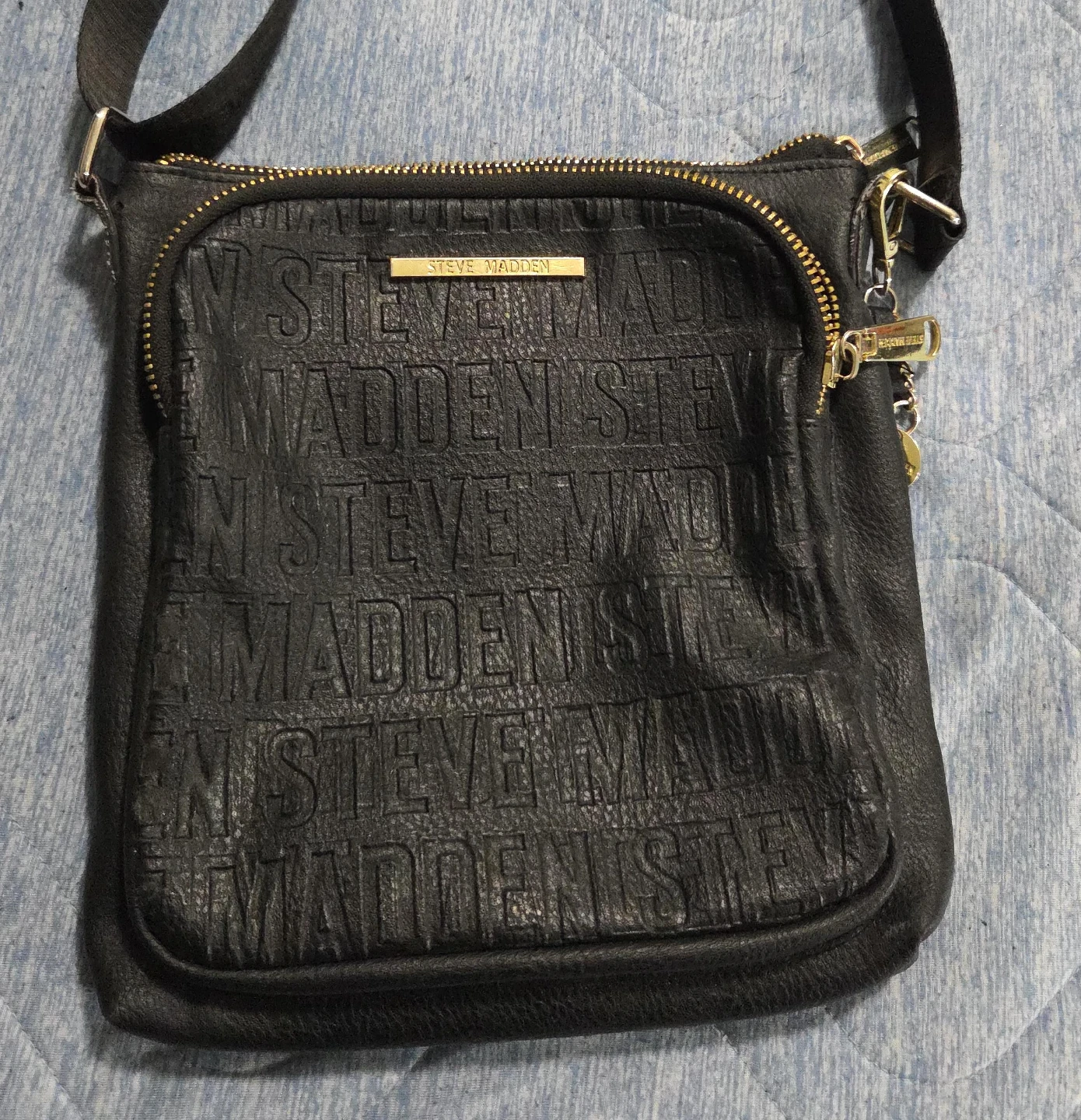 Steve Madden Black Embossed Crossbody Bag