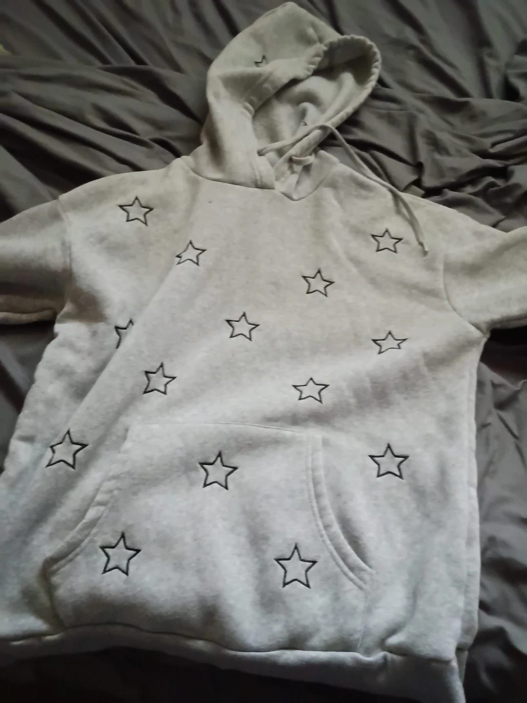 Gray Star Print Hoodie