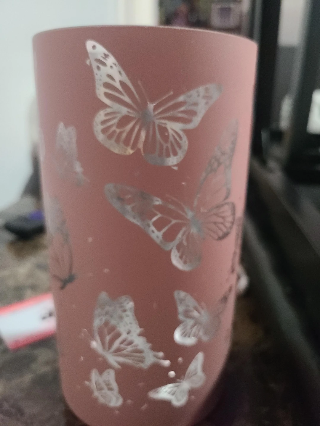 Pink Butterfly Candle Holder