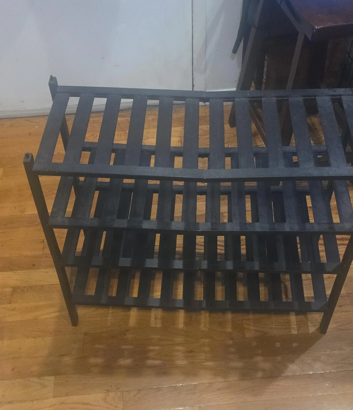 Black 4 tier wooden shoe rack