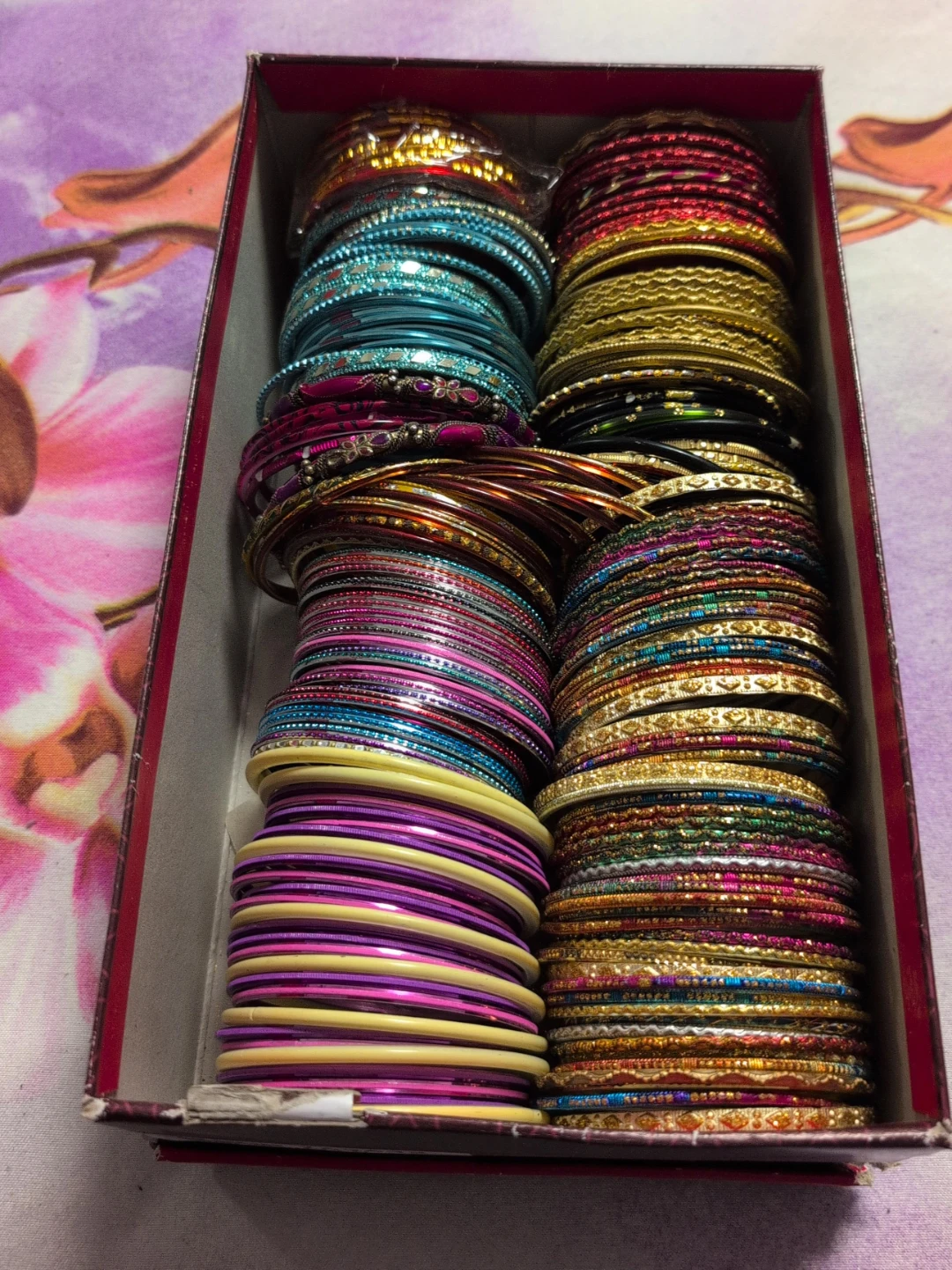 Assorted Colorful Metal Bangle Bracelet Set