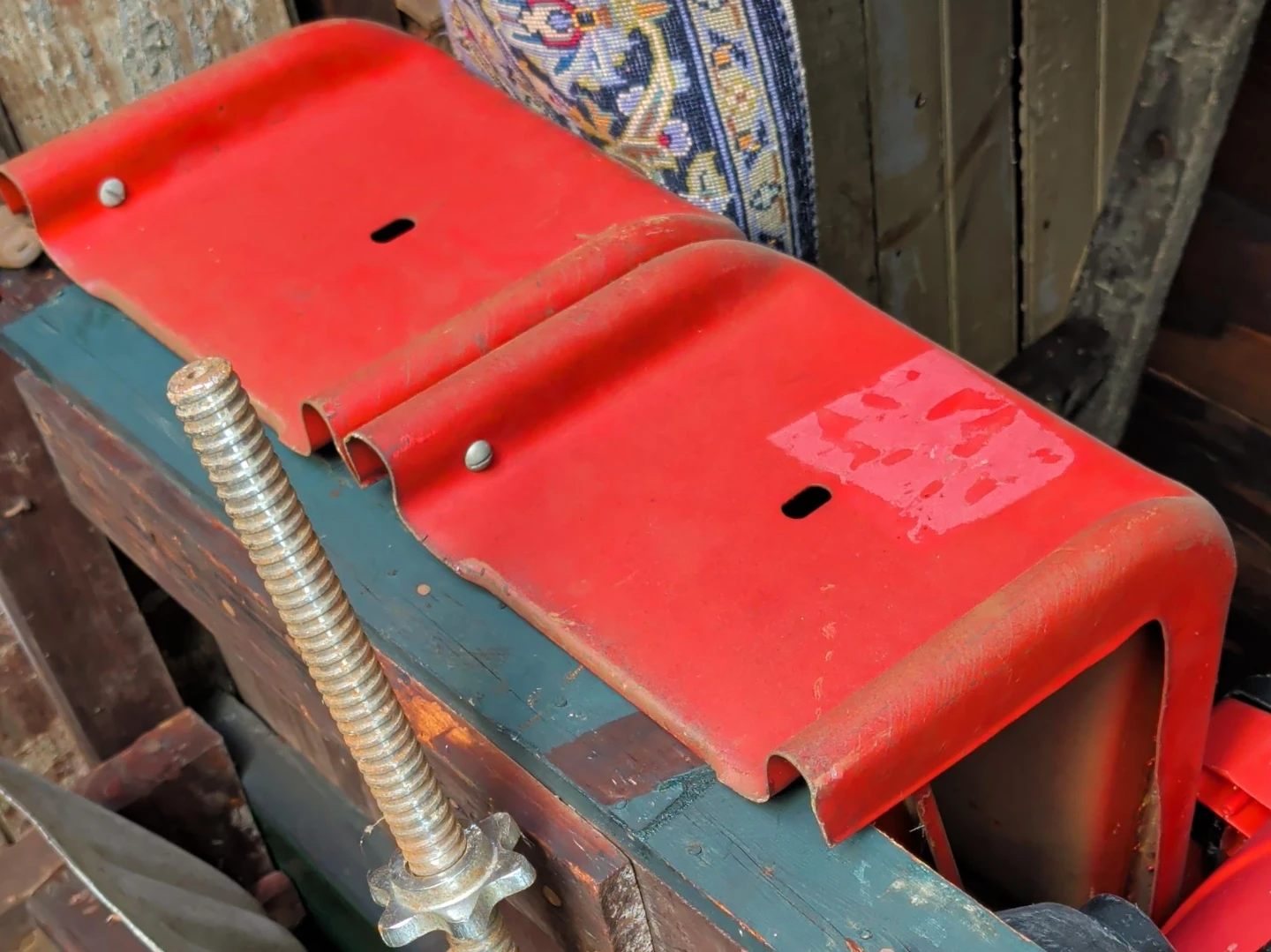 Red Metal Stool Seat