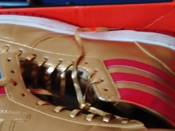 Gold and Red High-Top Sneakers