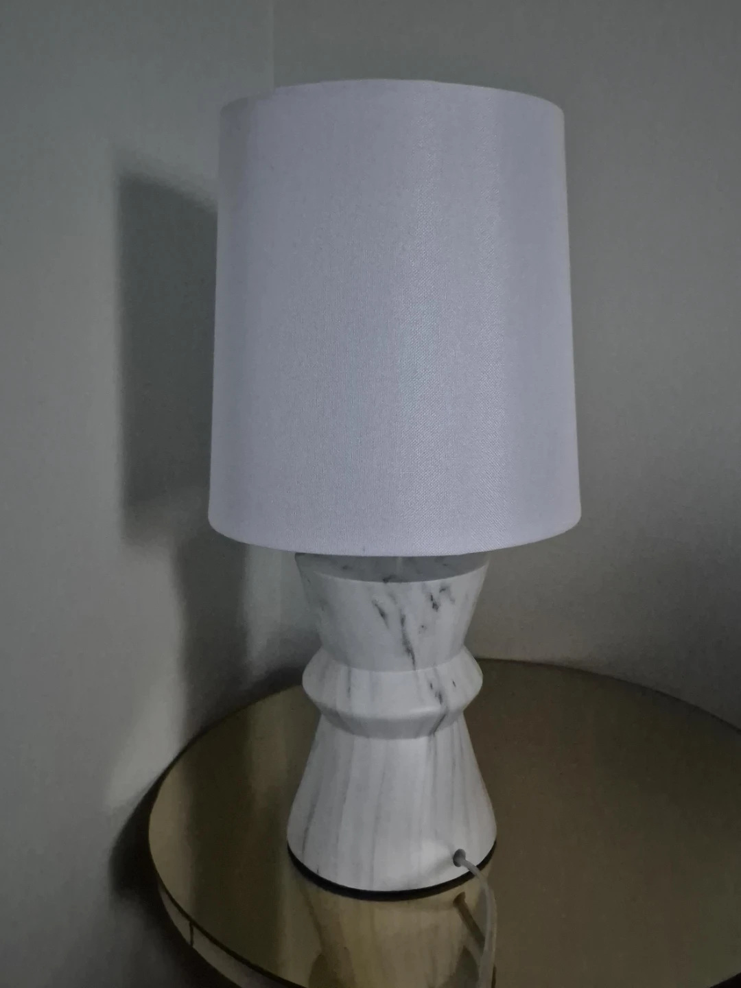 Marble Accent Table Lamp with Drum Shade
