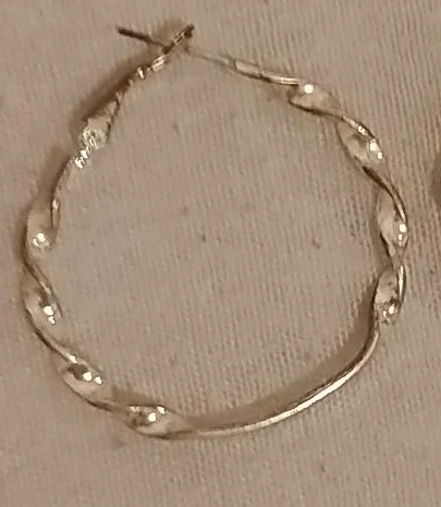 Silver twisted hoop earrings