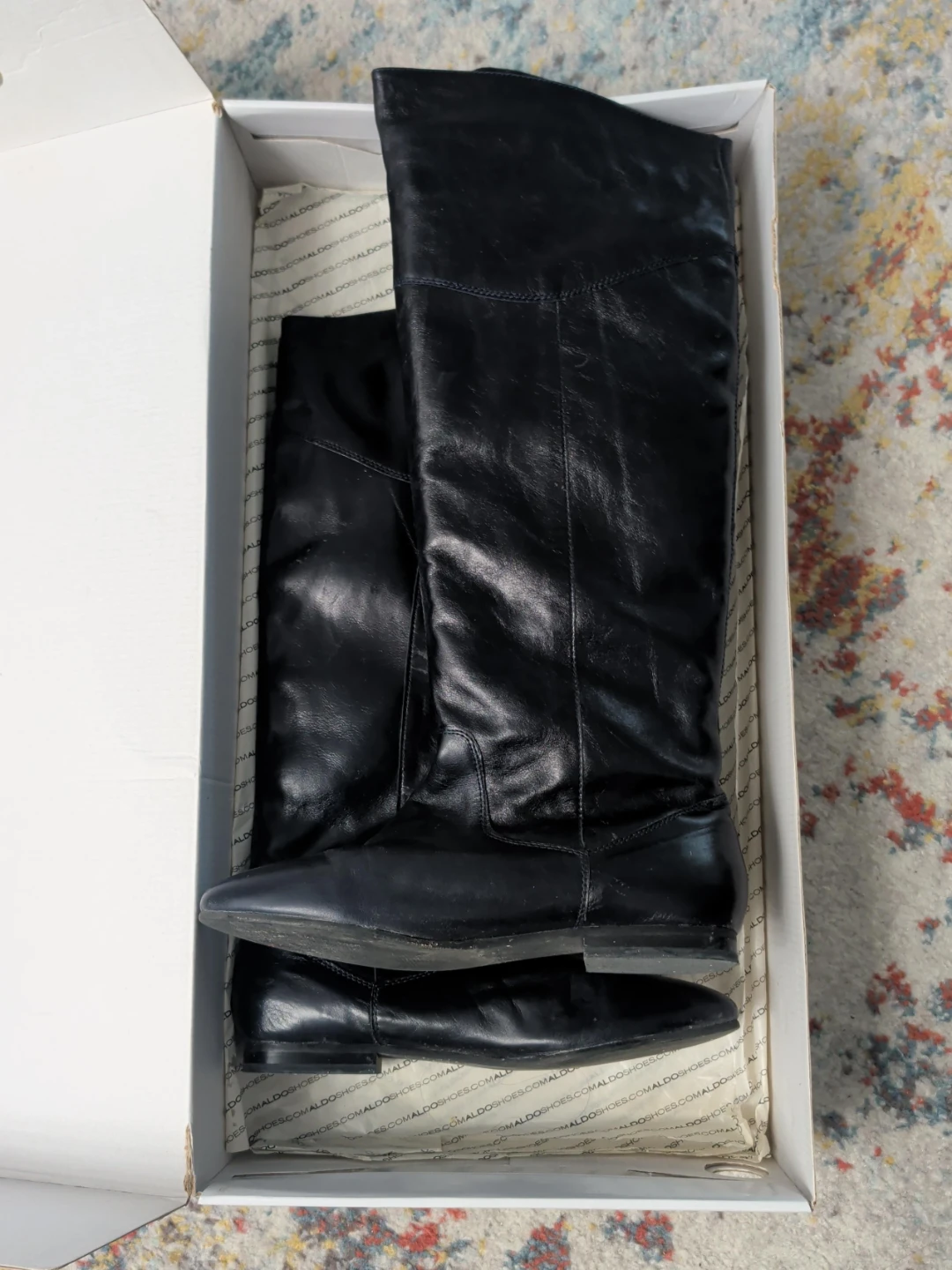 ALDO Dark Navy Blue Leather Knee-High Boots - Women's Size 8