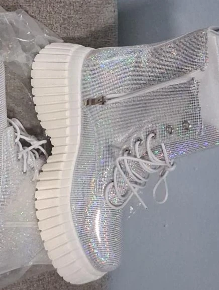 Sparkly Silver Platform Boots