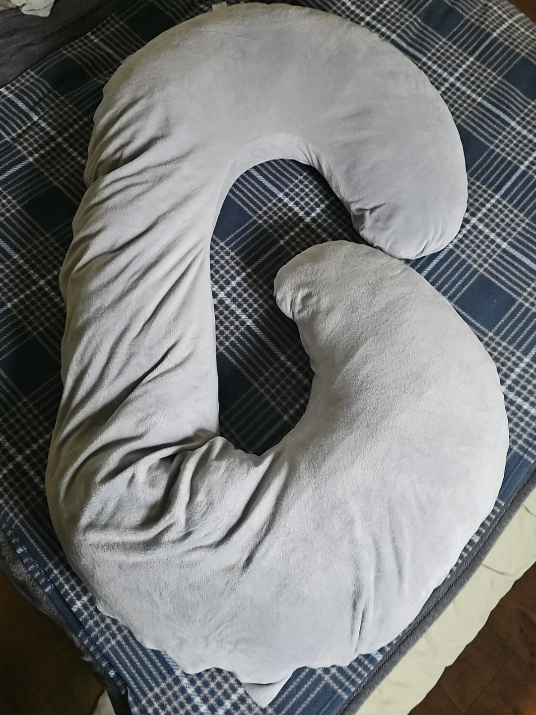 Grey C-Shaped Nursing Pillow
