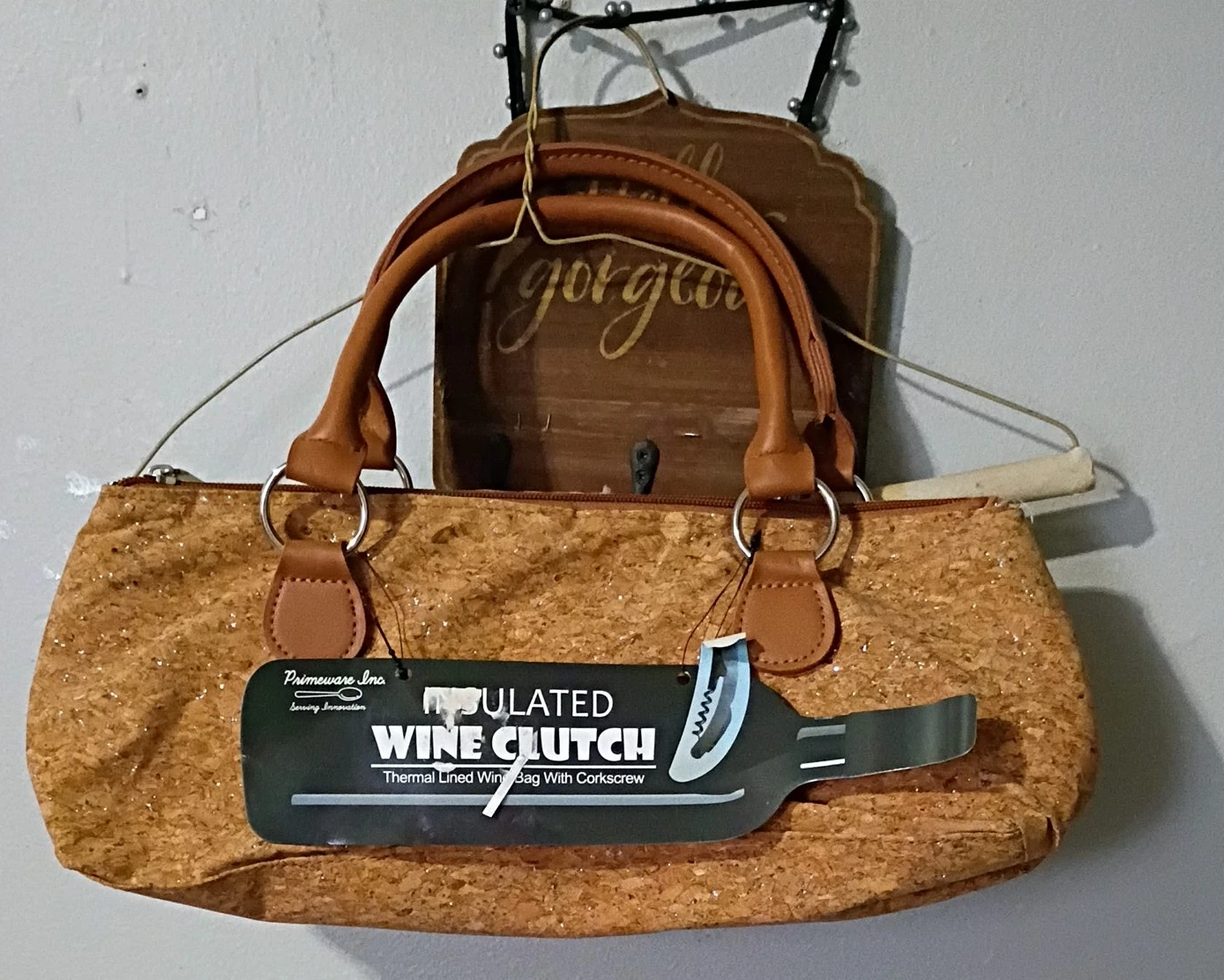 Primeware Insulated Wine Clutch Bag with Corkscrew