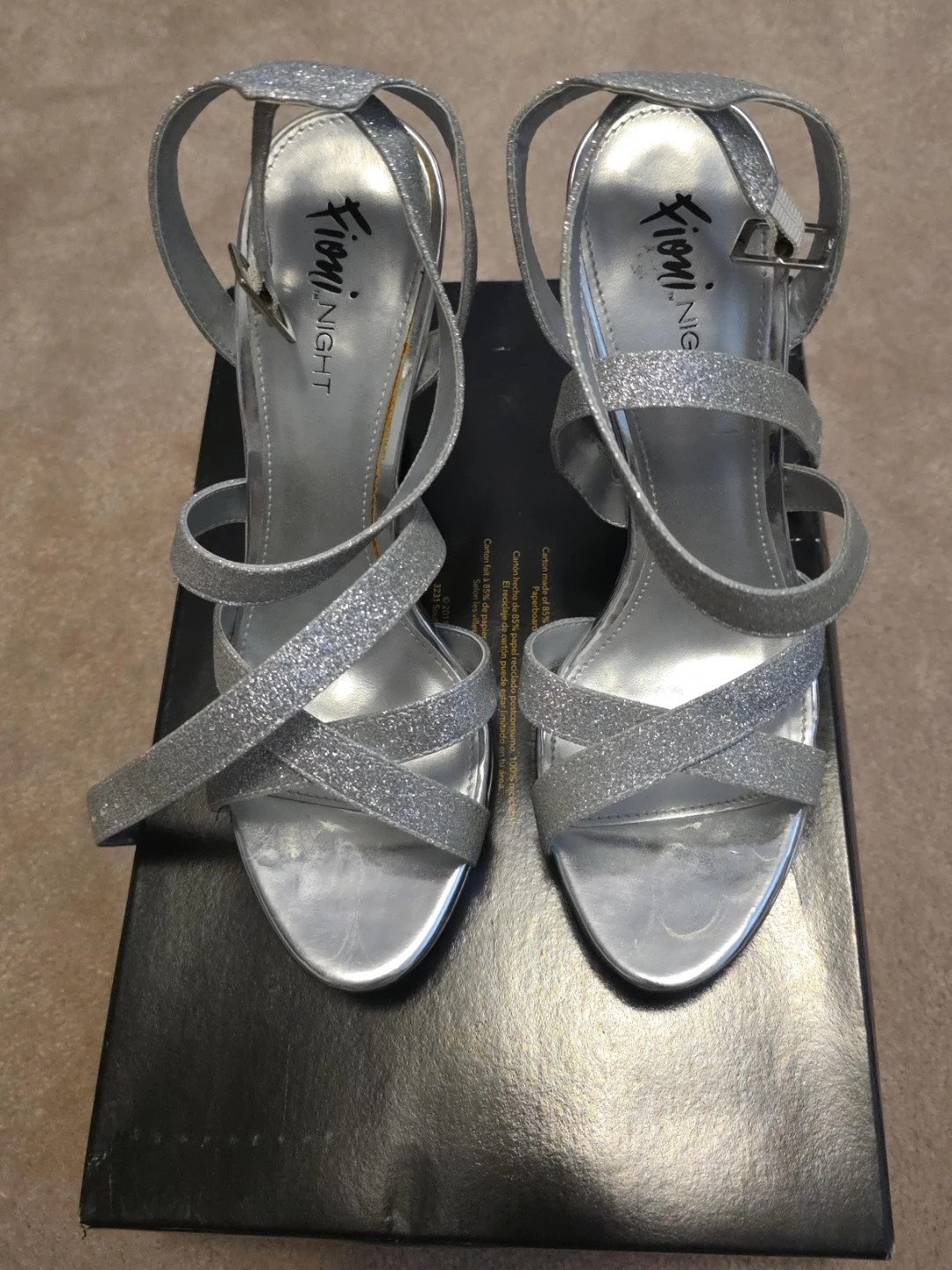 Silver Glitter Heels by Fioni Night