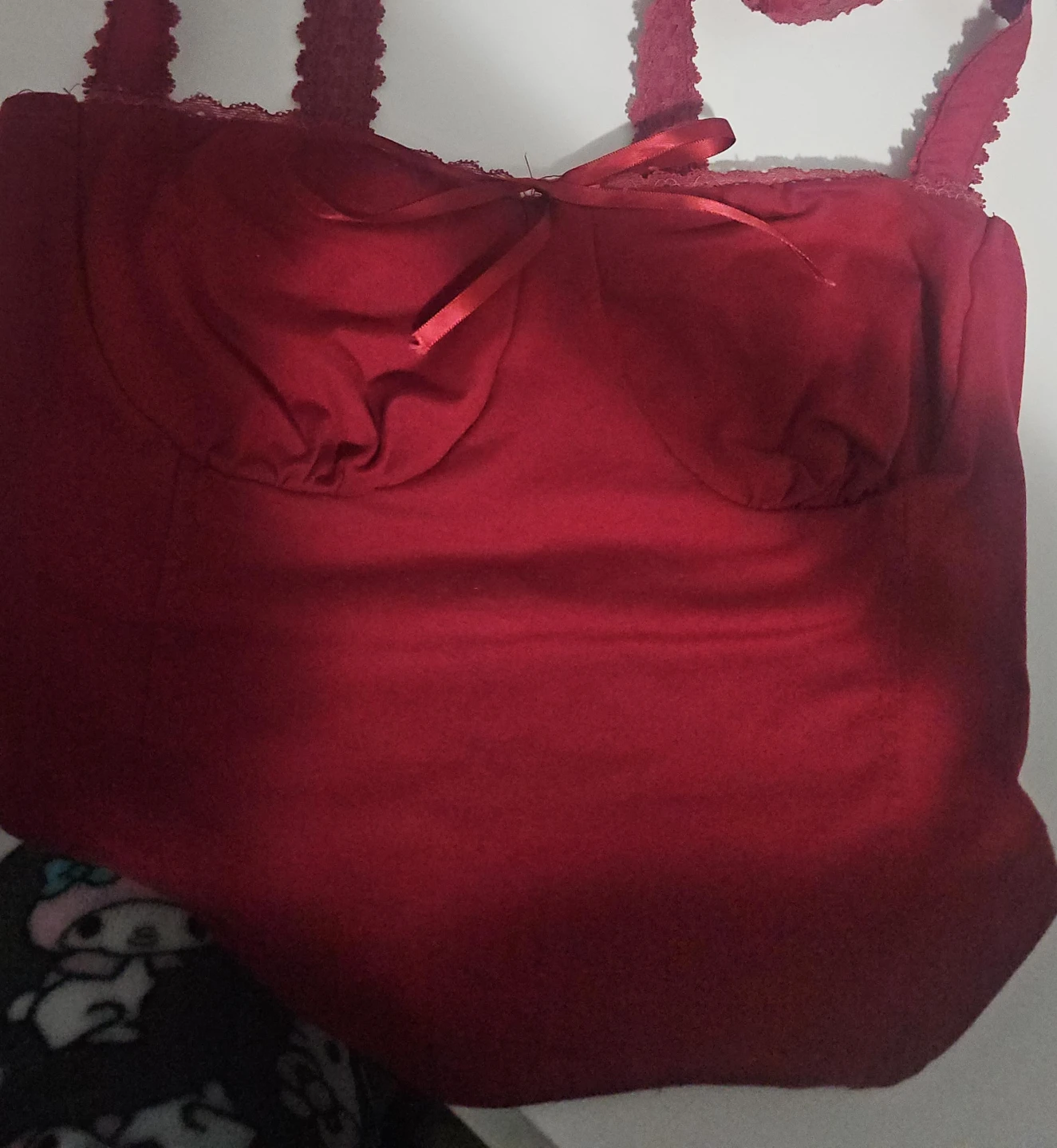 Red Corset Top with Lace Straps