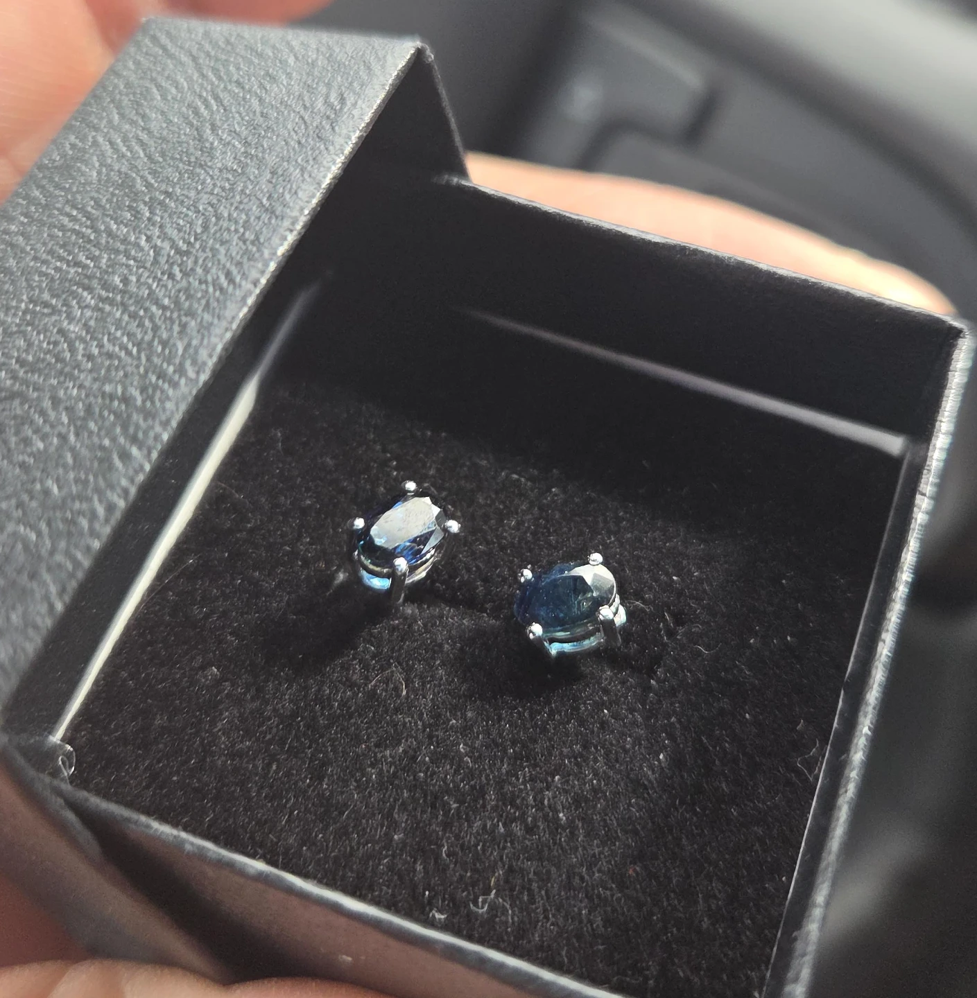Oval Blue Sapphire Earrings in Sterling Silver