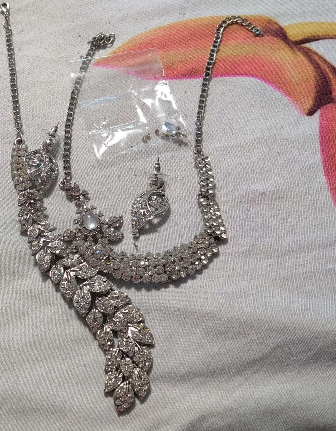 Rhinestone Necklace and Earring Set