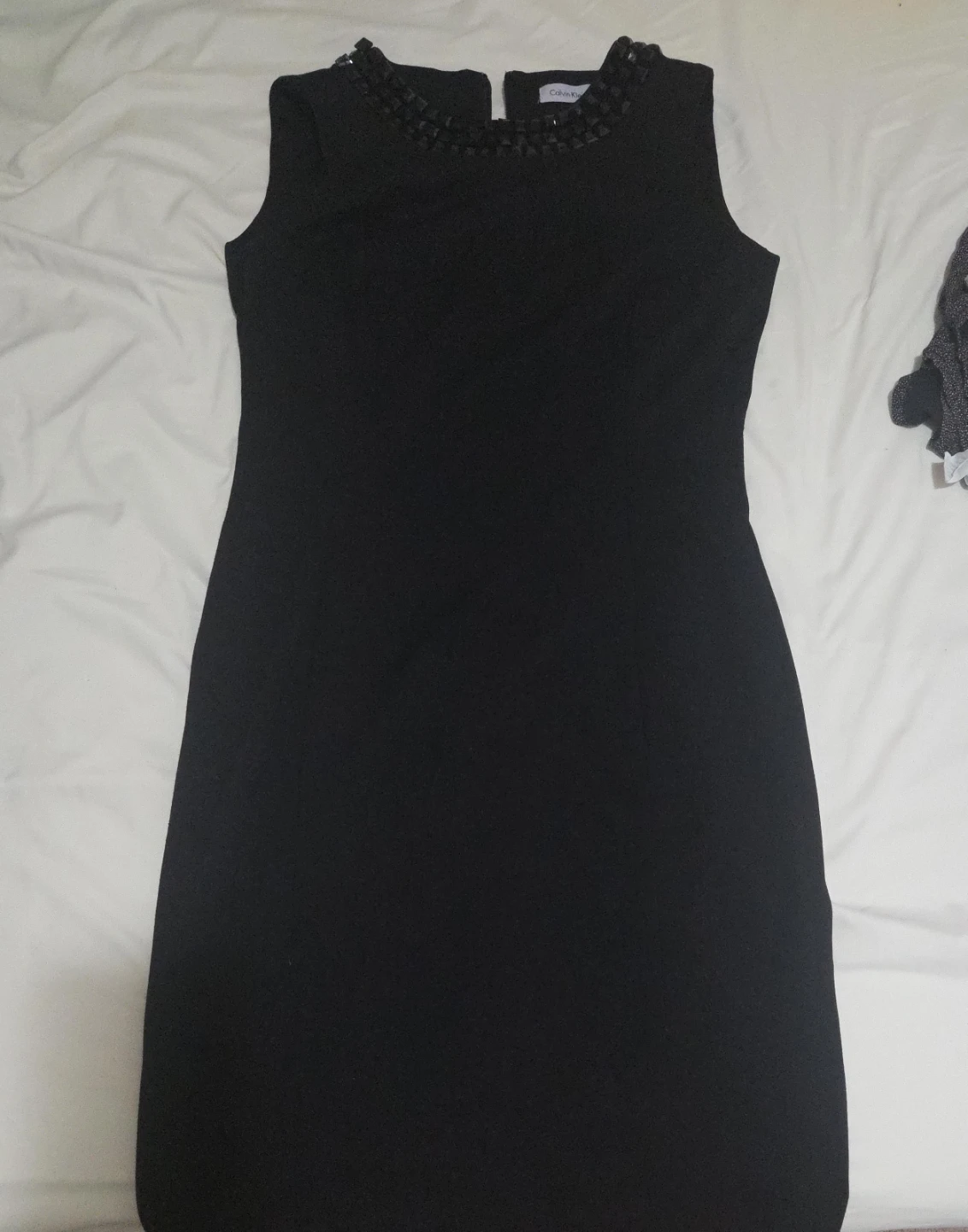 Calvin Klein Black Embellished Neck Sleeveless Dress