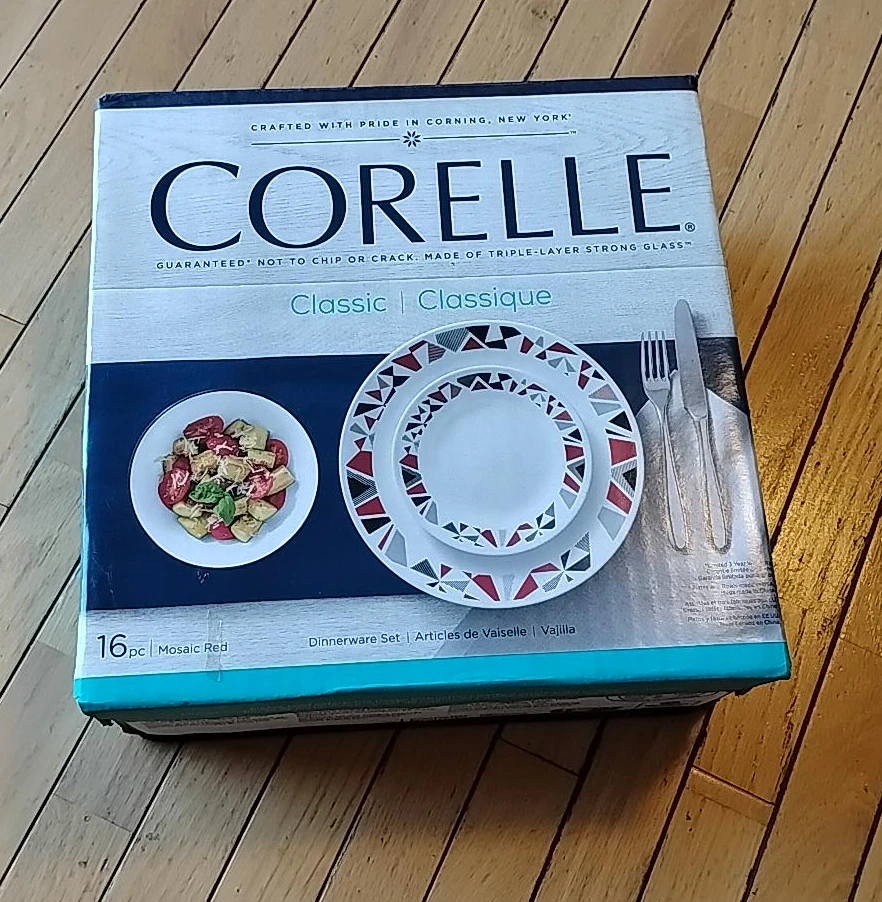 CORELLE 16-Piece Dinnerware Set - Classic Mosaic Red