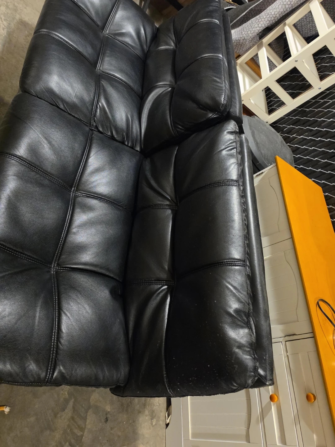 Black Faux Leather Couch