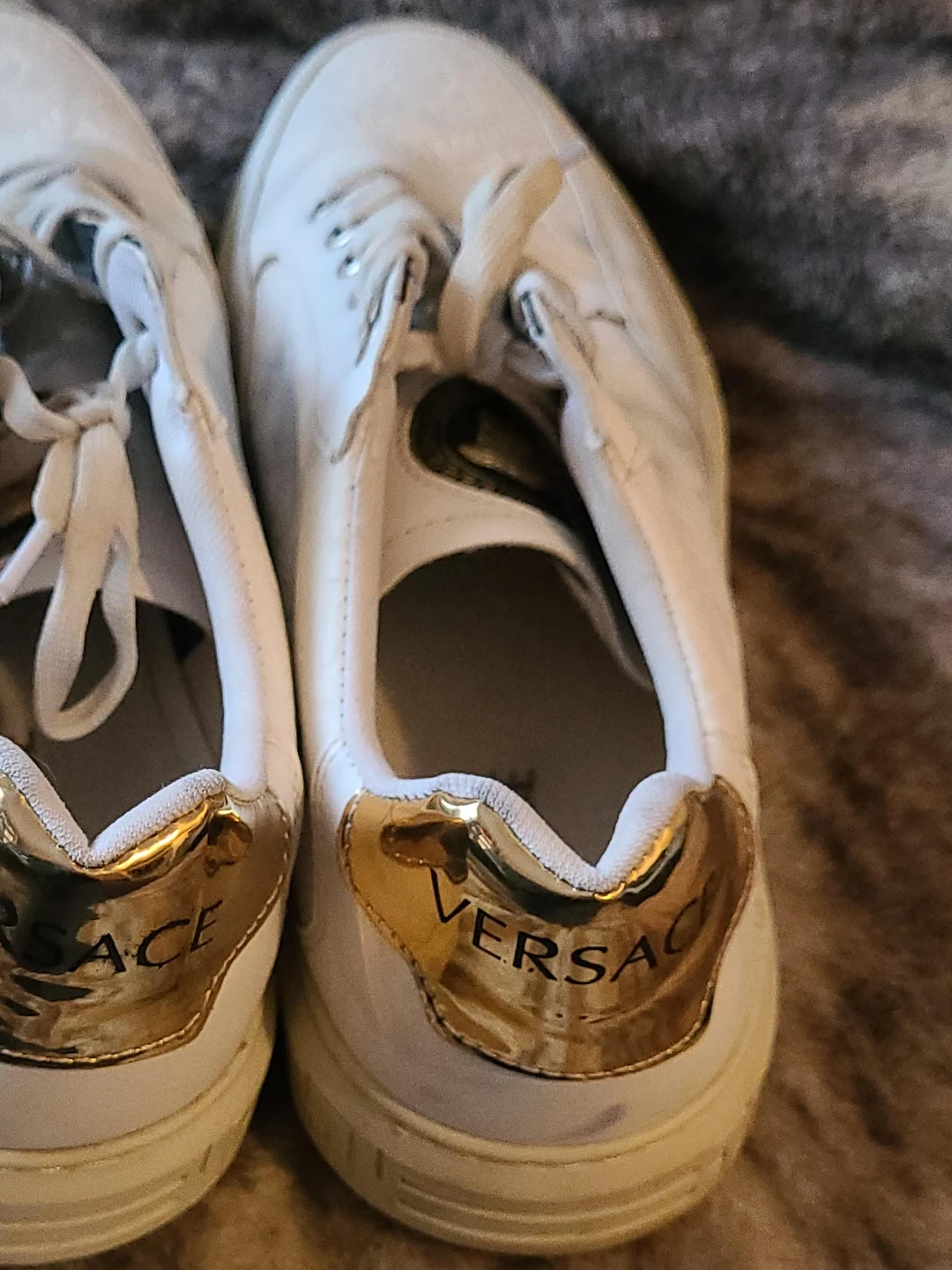 Versace White Leather Sneakers - Size 43
