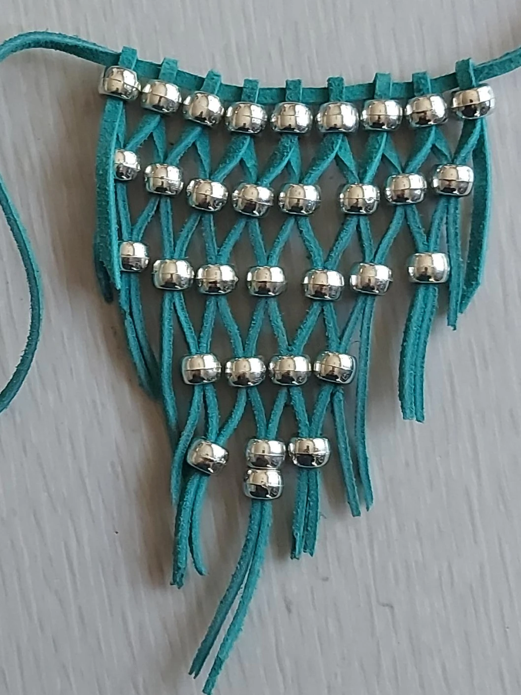 Teal Suede Beaded Necklace
