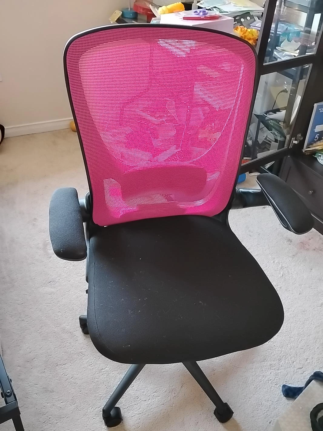 Ergonomic Office Chair - Black with Pink Mesh Back