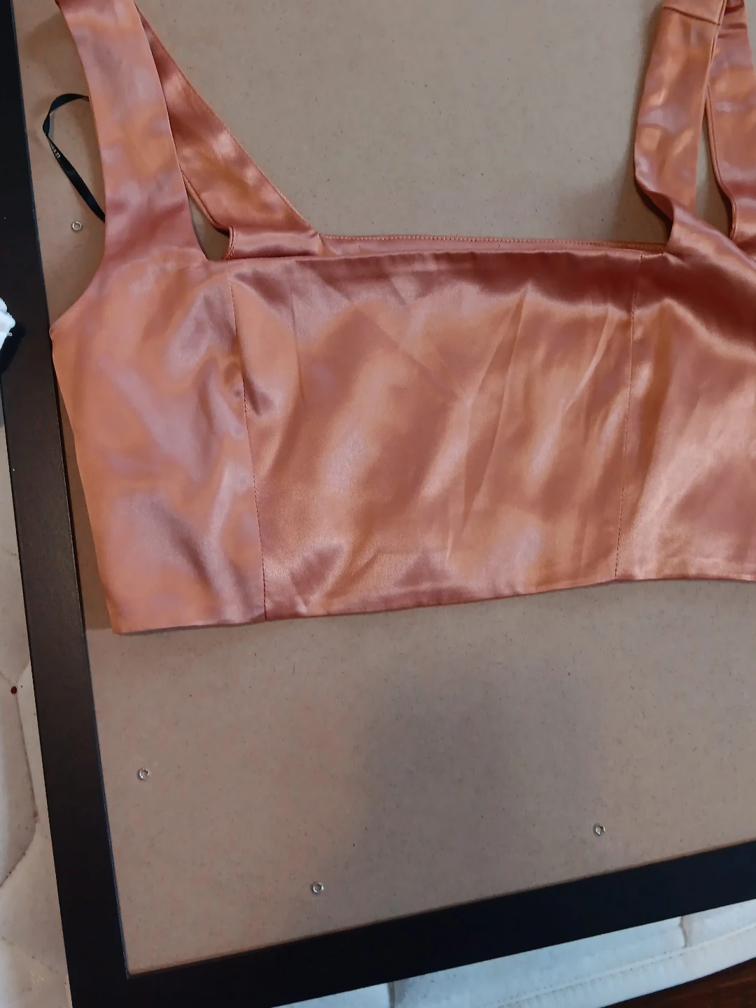 Satin Cropped Tank Top - Peach