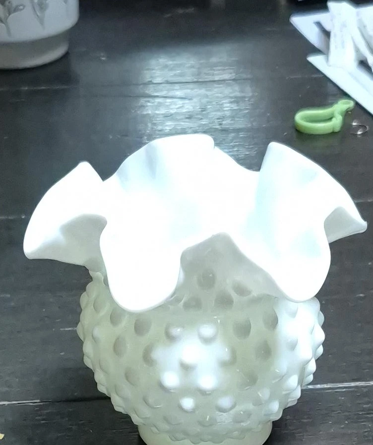 White Hobnail Milk Glass Vase