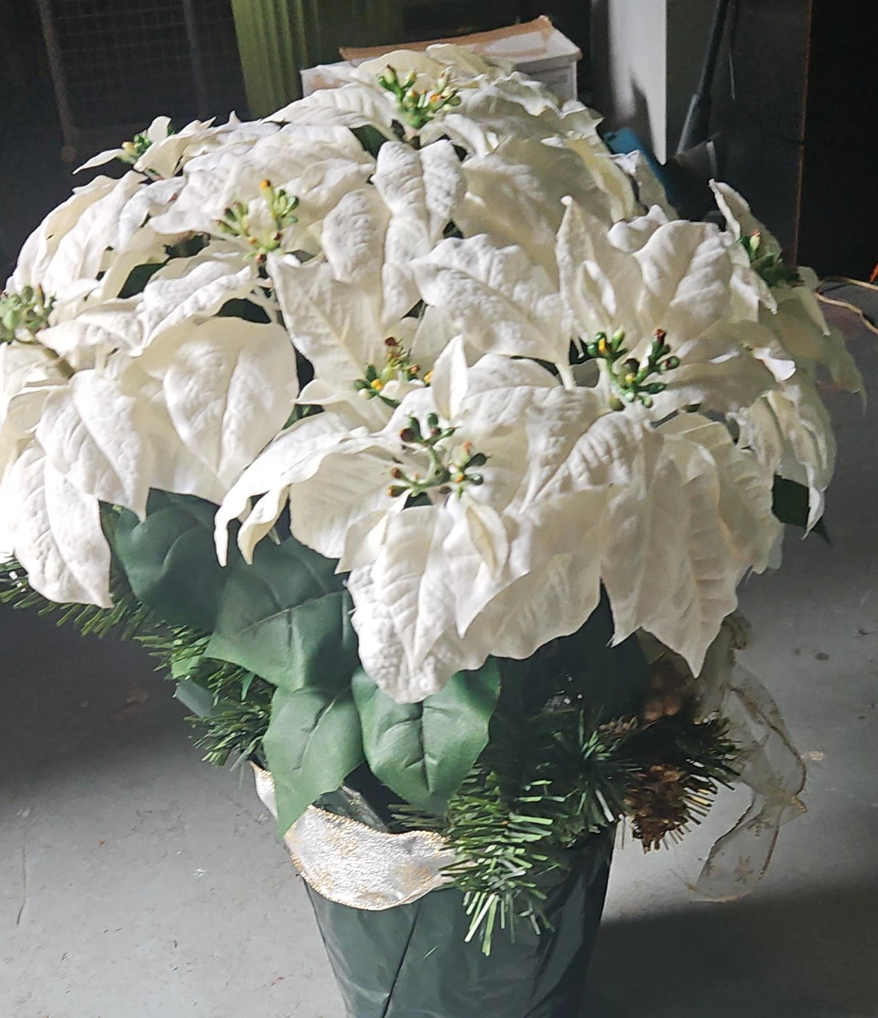 White Artificial Poinsettia Arrangement
