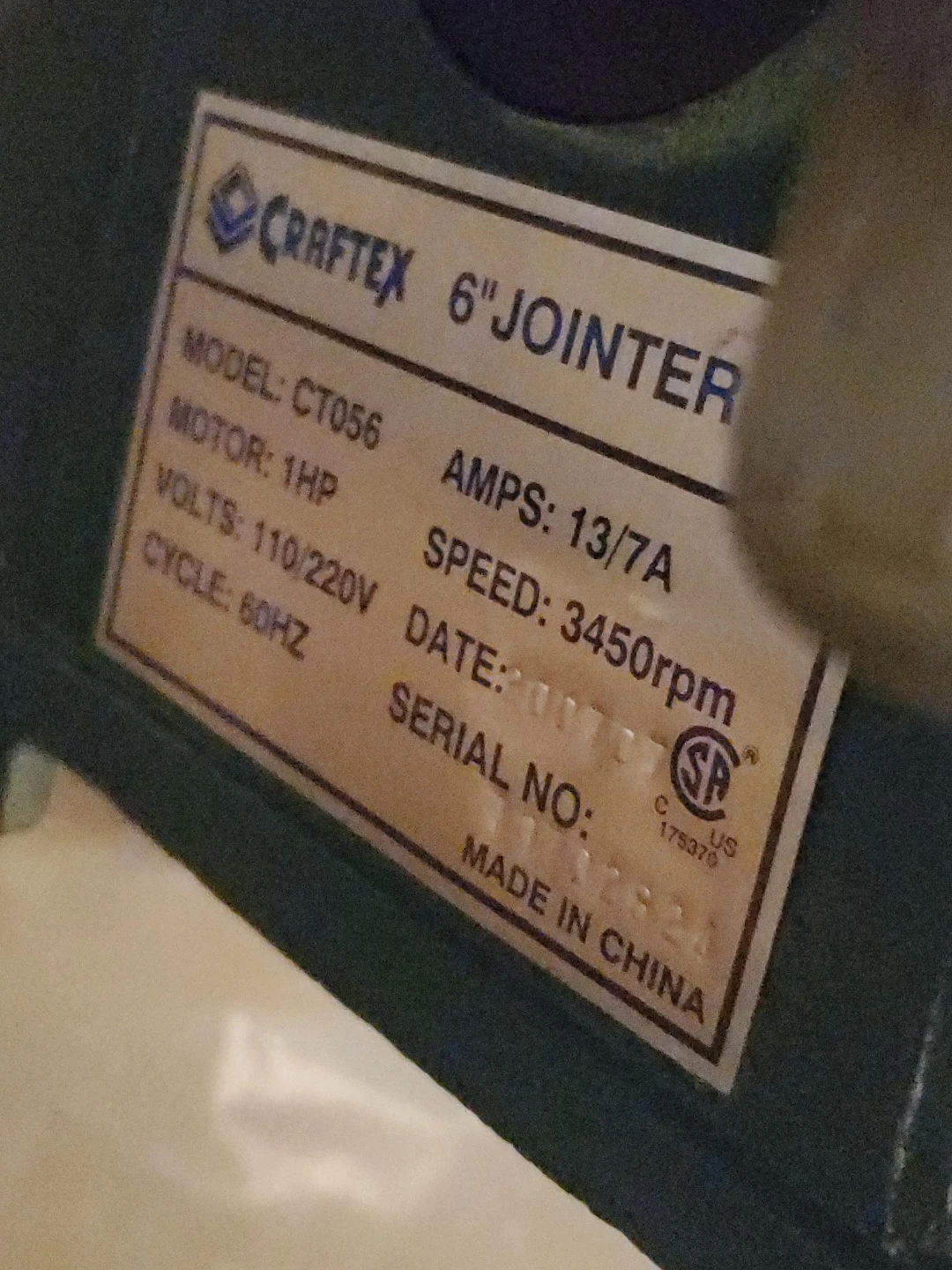 Craftex 6" Jointer CT056
