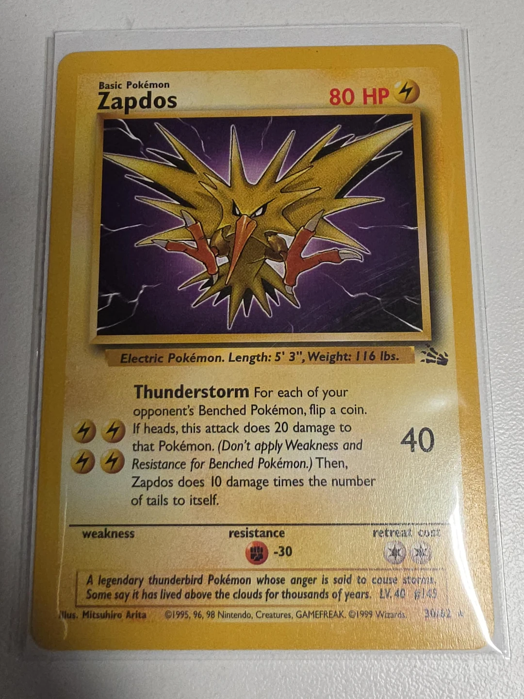 Pokemon Zapdos Trading Card (1999 Wizards)
