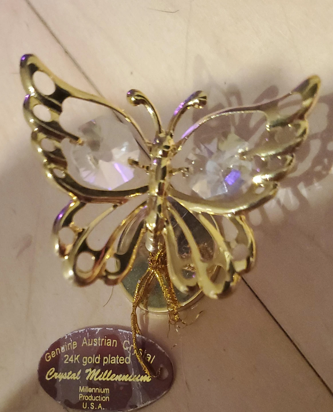 Crystal Millennium Butterfly Ornament 24K Gold Plated