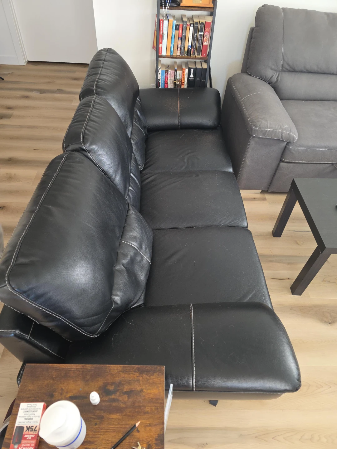 Black Leather Sectional Sofa