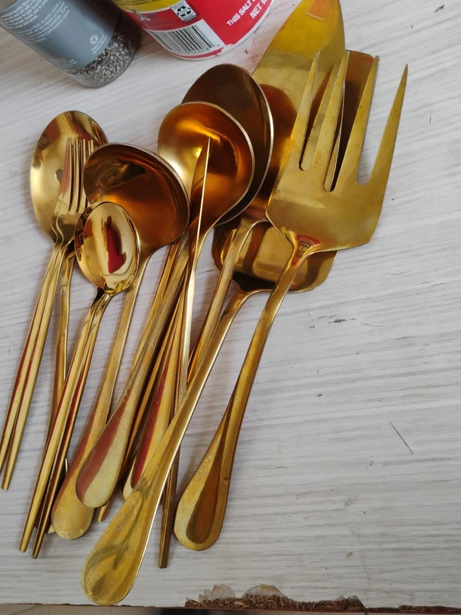 Gold Tone Serving Utensil Set