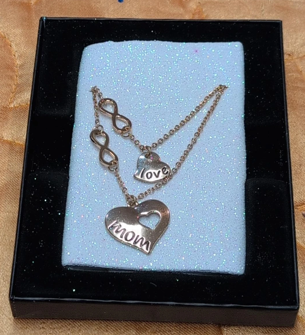 Mom Necklace with Heart and Infinity Charm