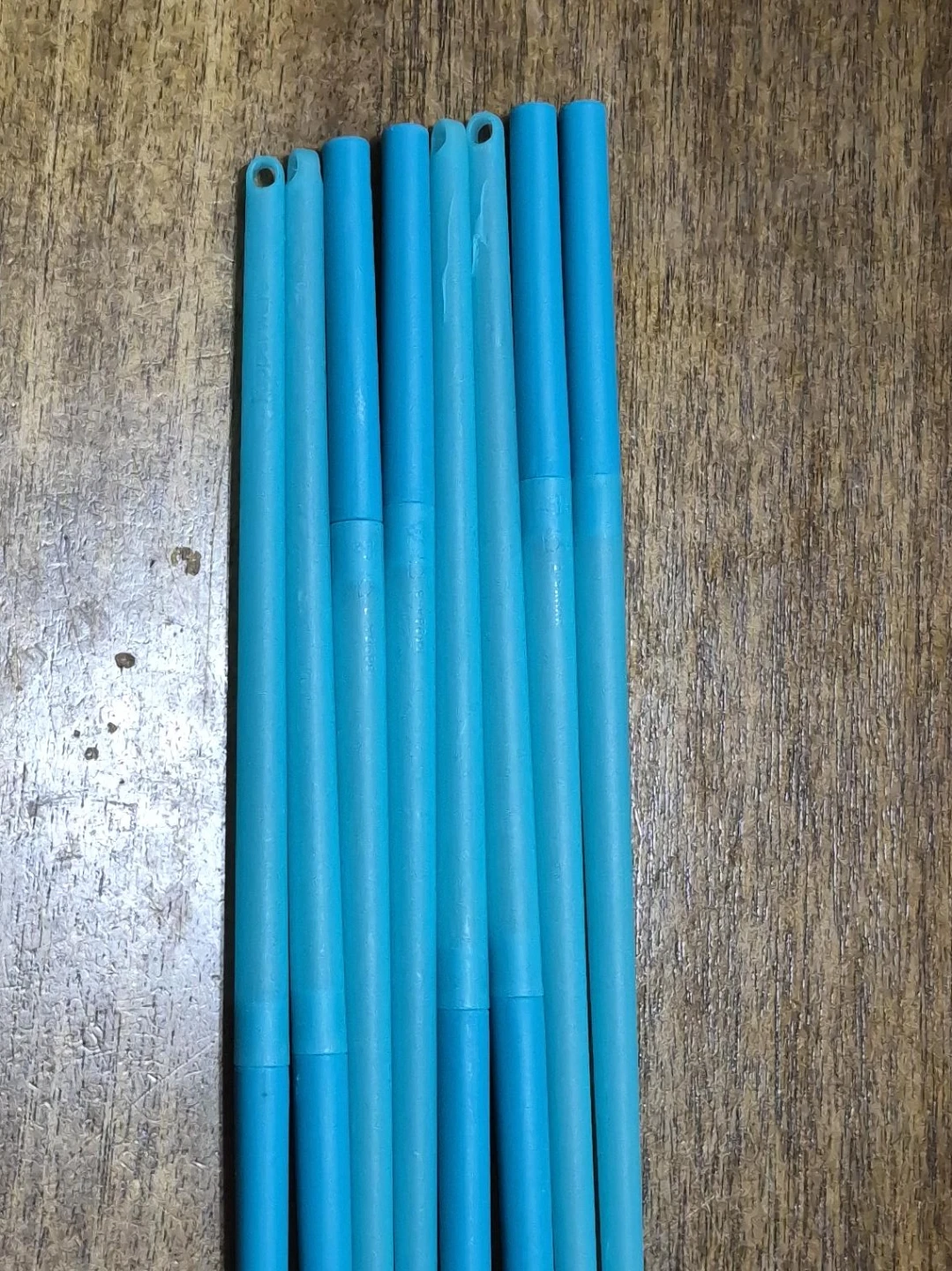 Set of 8 Blue Plastic Rods with Holes