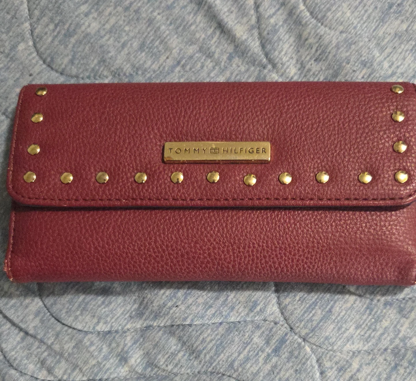 Tommy Hilfiger Women's Wallet - Burgundy with Studs