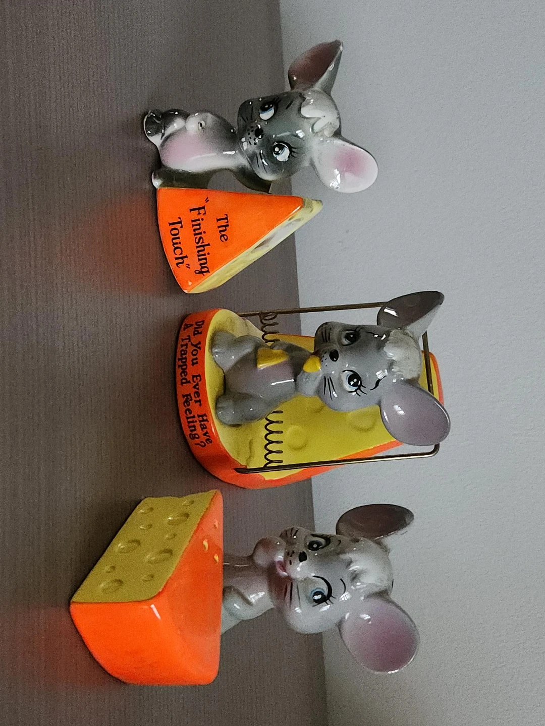 Napkin, Salt & Pepper Ceramic Mouse Figurines