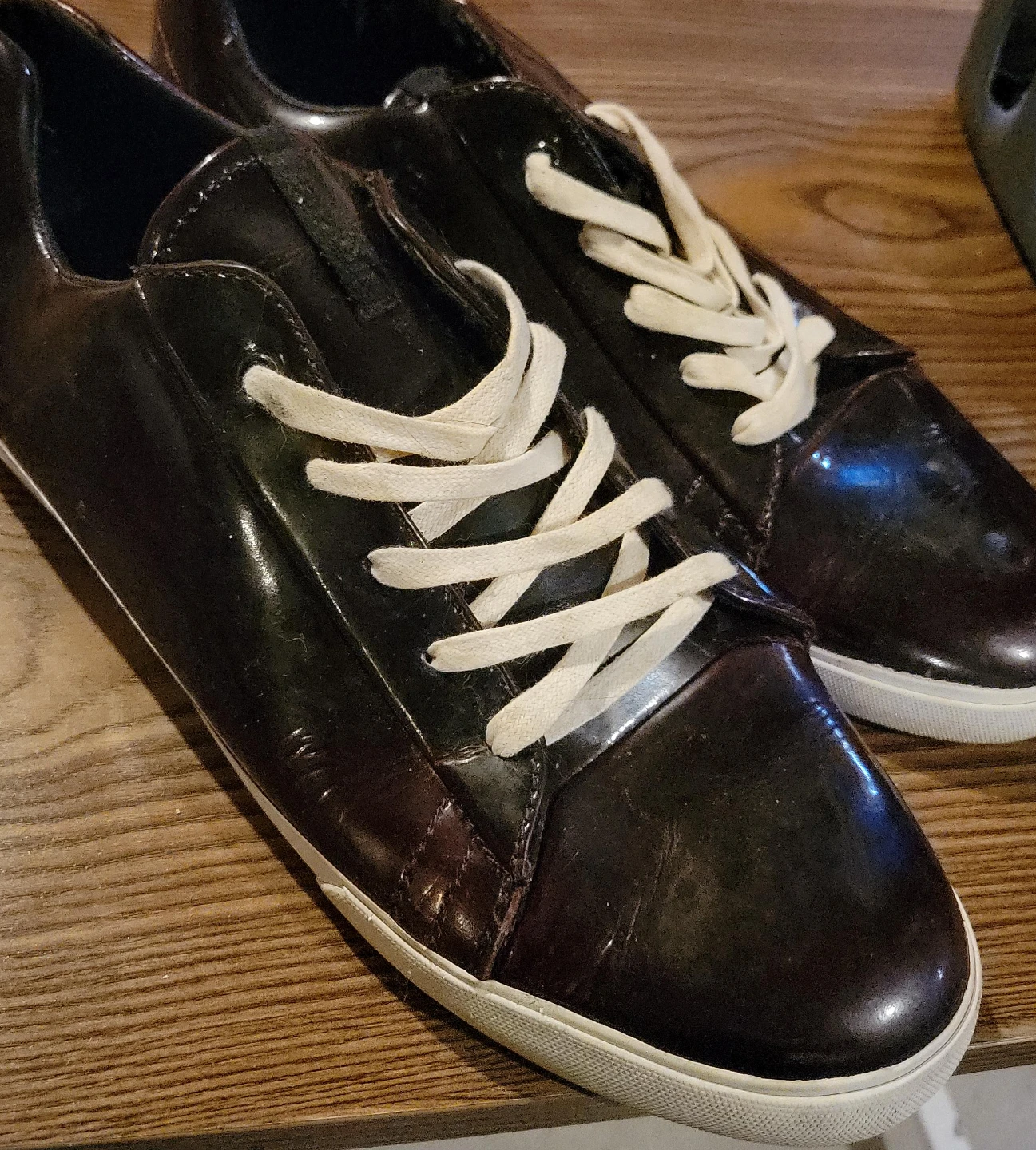 Shiny Burgundy Low-Top Sneakers