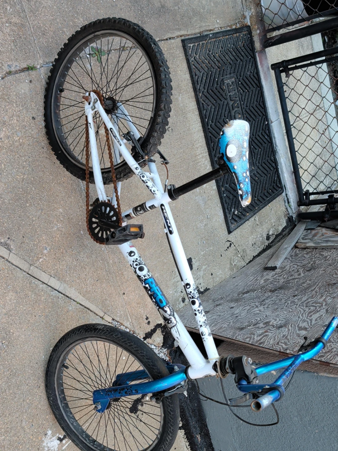 White BMX Bike with Blue Accents