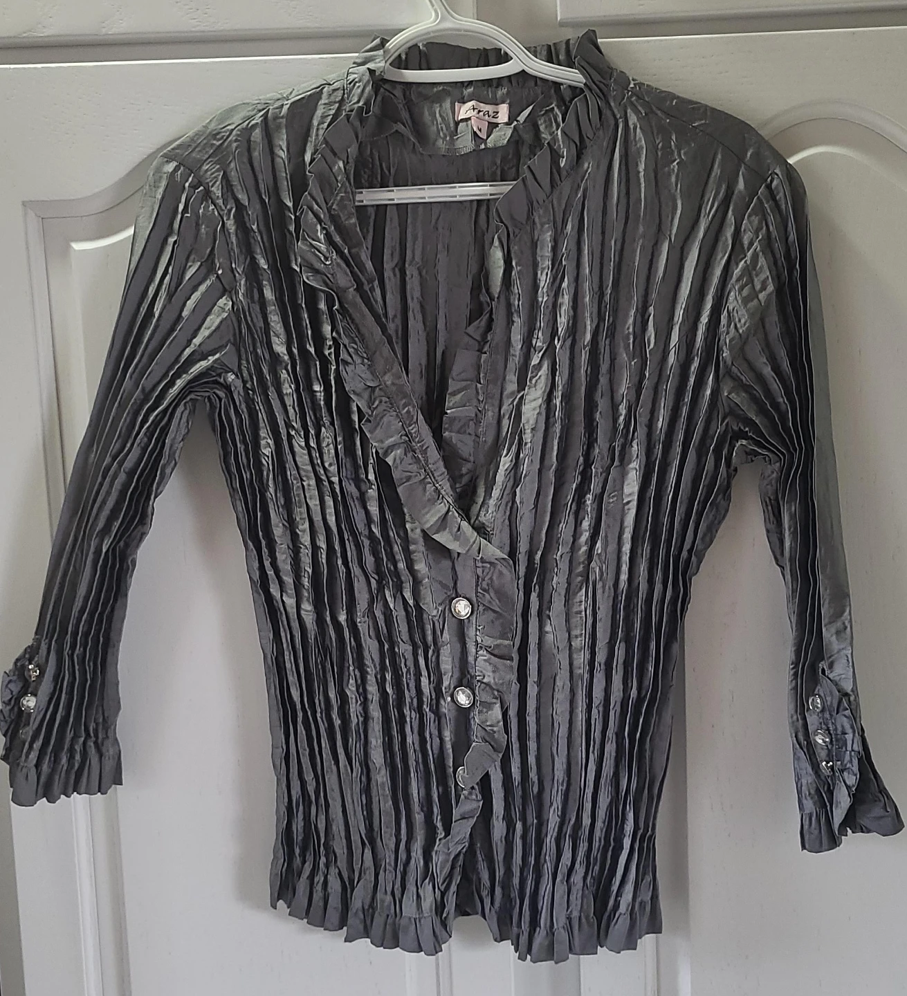 Araz Ruched Button-Up Blouse - Size M