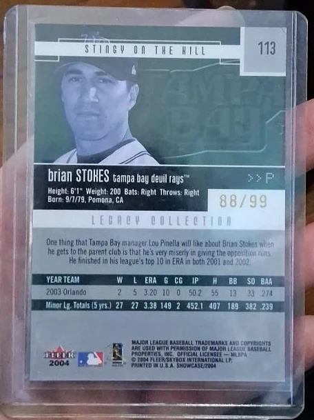 2004 Fleer Legacy Collection Brian Stokes Baseball Card #113