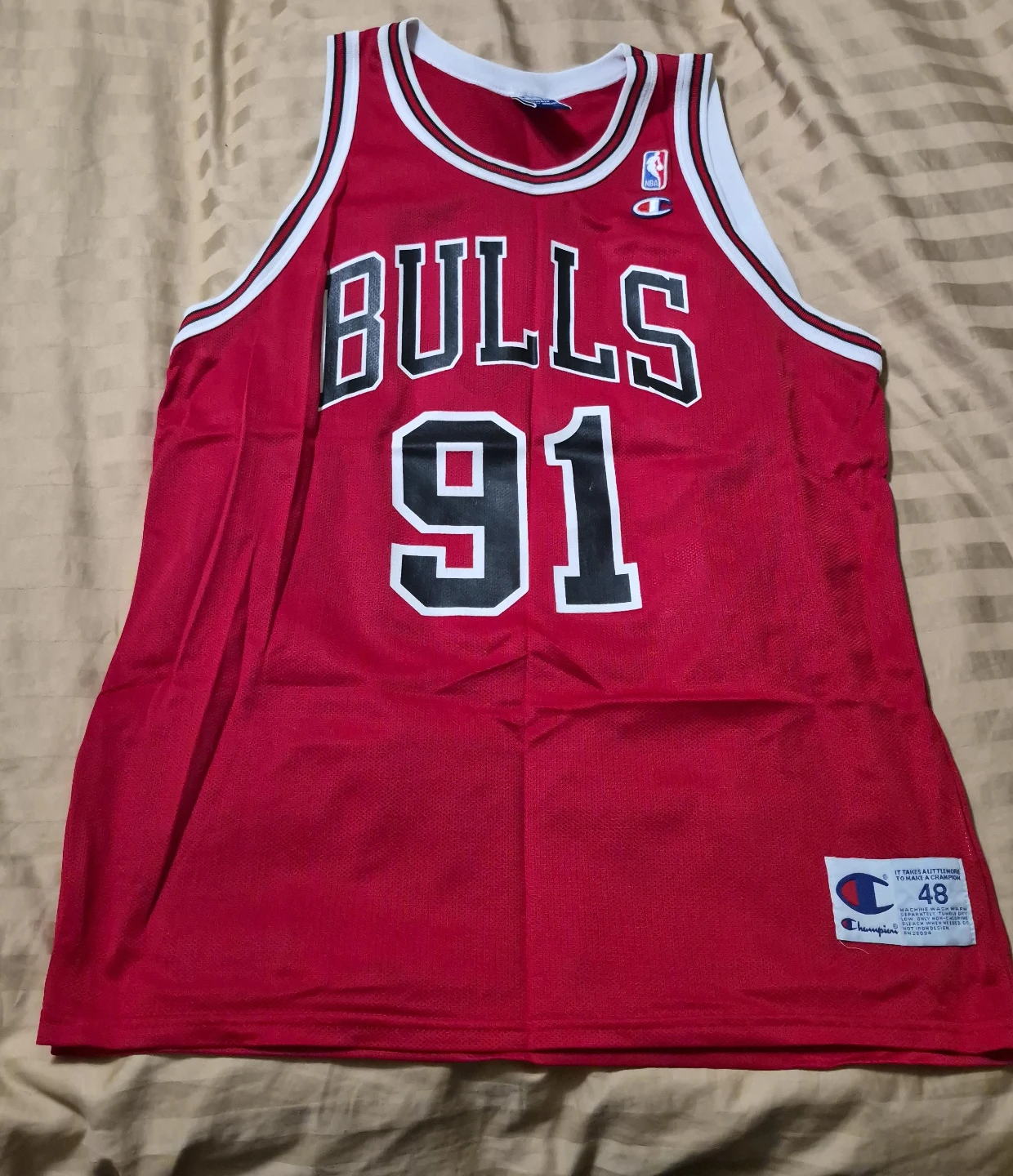 Champion Dennis Rodman Chicago Bulls 91 Jersey Size 48