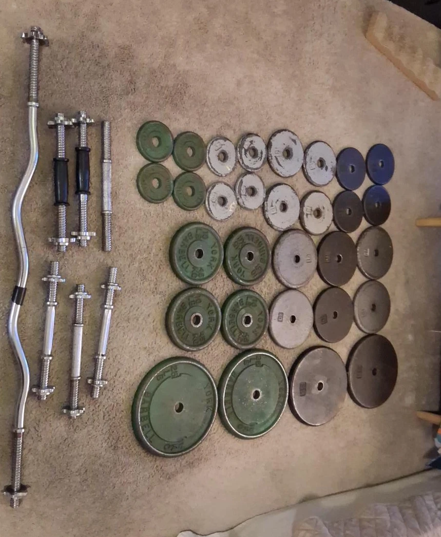 York Barbell Weight Plates & Dumbbell/Barbell Set