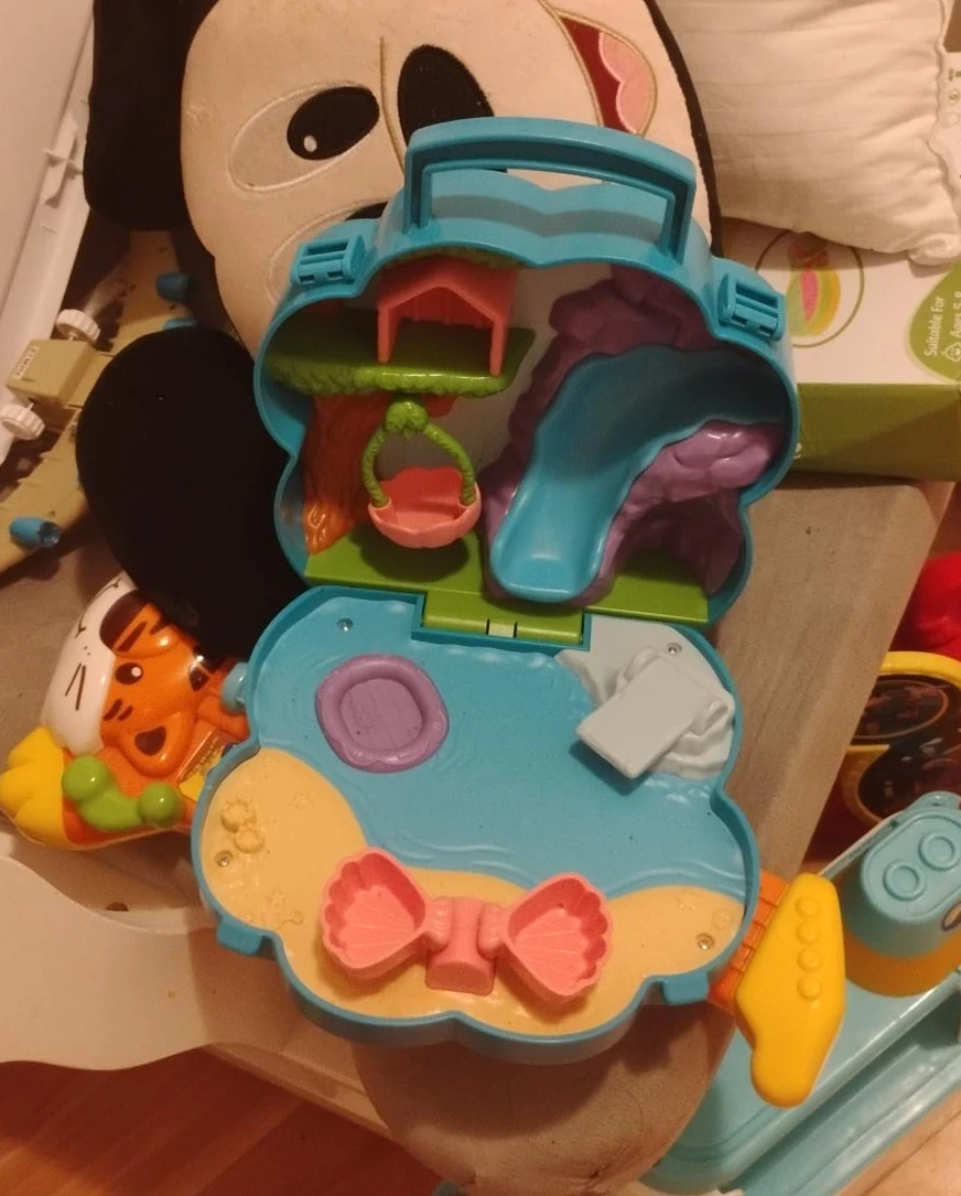 Blue Foldable Toy House with Slide and Swing